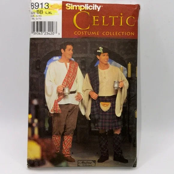 Simplicity L,XL Mens Celtic Costume Collection 8913 Highland Kilt Ren Faire DIY