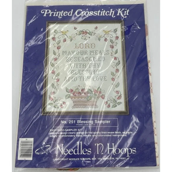 New Needles 'n Hoops # 251 Blessing Sampler Kit In Sealed Package NIP Crosstitch