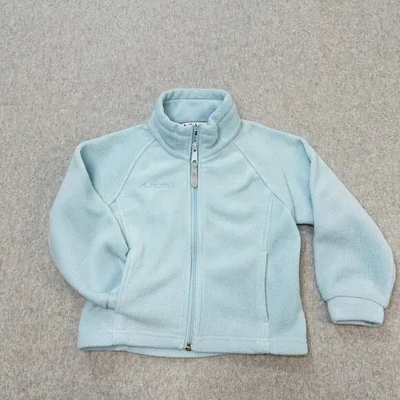 Columbia Jacket Girls SZ 4T Benton Springs Fleece Light Blue Full Zip Mock Neck