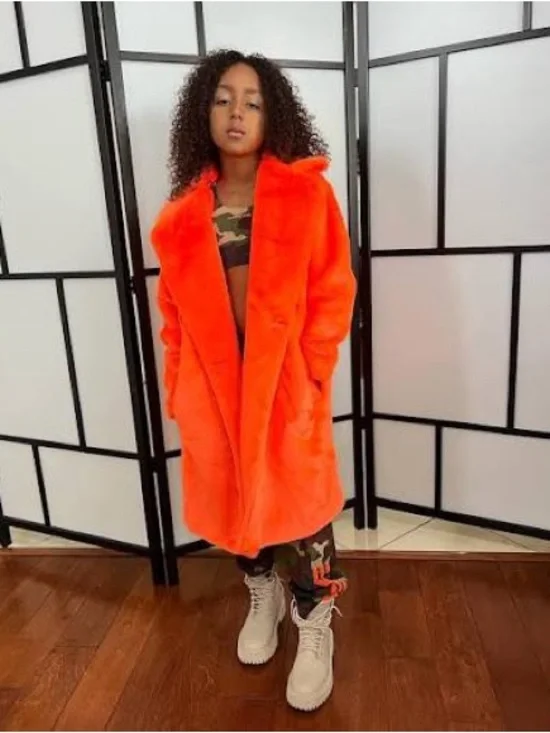 adidas IVY PARK Bright Neon Orange Faux Fur Jacket