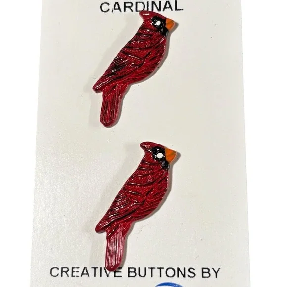 JHB Creative Buttons Cardinal Red Bird Novelty Shank Buttons 1 1/4 Inch 2 Count‎