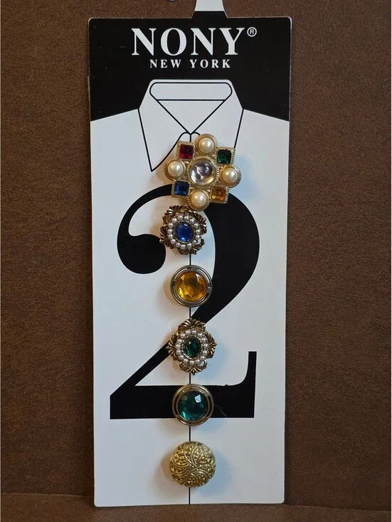 Vintage NONY New York Button Covers Set-6  Bold fancy Statement
