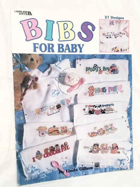 Bibs for Baby Cross Stitch Leaflet Patterns 1999 Leisure Arts 3094 Panda Animals