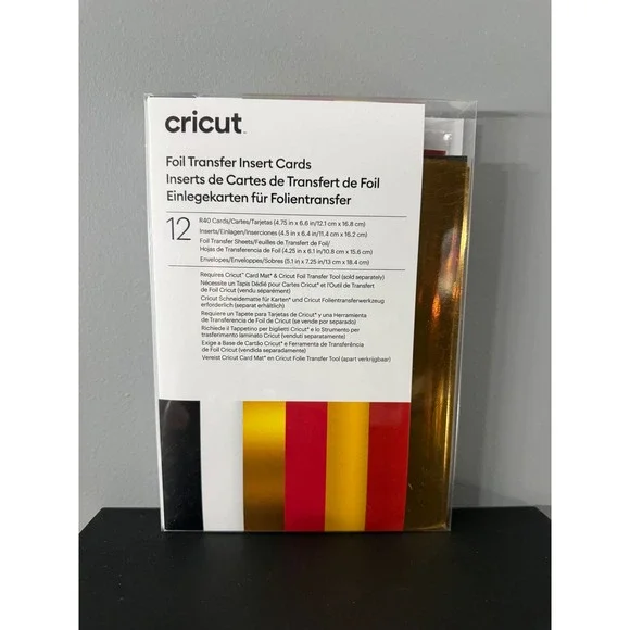 Cricut Foil Transfer Insert Cards R40‎ Gold Metallic Red Black White Sheets