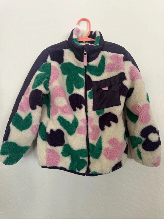 H&M Kids Floral Sherpa Jacket - Pink, Green & Purple Accents