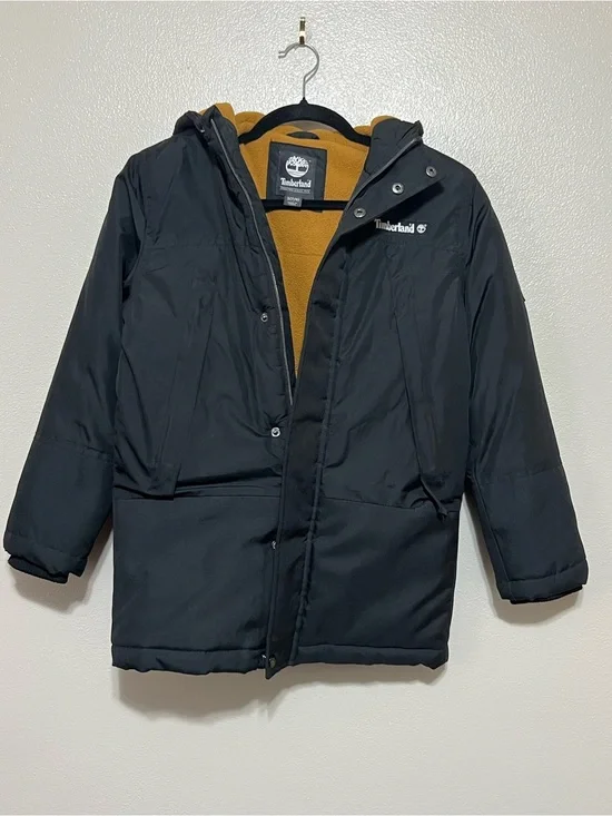 Timberland Jacket Toddler Boys S 7/8 Blk Puffer Hooded Fleece Lined Winter Coat