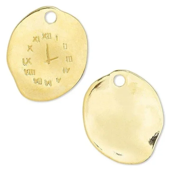 10 Gold 14K Plated Pewter Salvador Dali Style 25x21mm Clock Face Charms Pendants