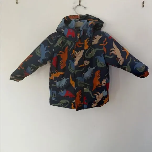 The Children's Place Navy Dino Puffer Jacket with Multicolor Dinosaurs