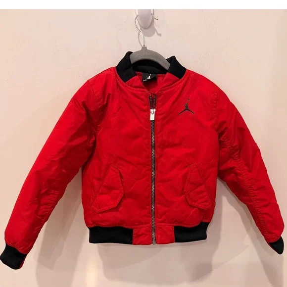 Jordan Boys Red Bomber Jacket Jumpman 23 Graphic Full Zip Coat 4T