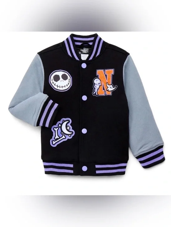 Disney Tim Burton The Nightmare Before Christmas Toddler Girl Varsity Jacket NWT