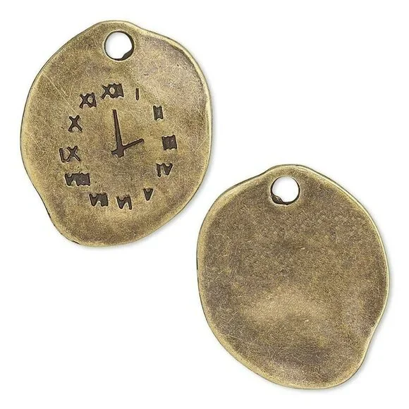 10 Antiqued Brass Pewter Salvador Dali Style 25x21mm Clock Face Charms Pendants