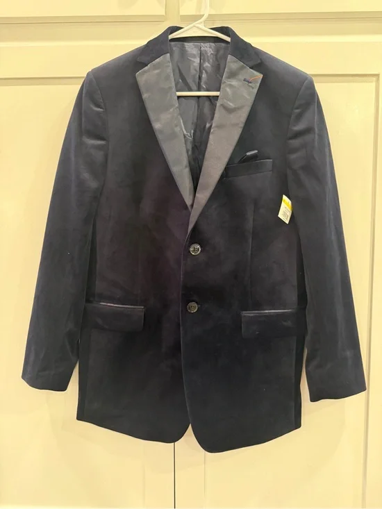 NWOT Tallis Boys 20R Navy Velvet Sport Coat Blazer Formal Tuxedo Jacket Double