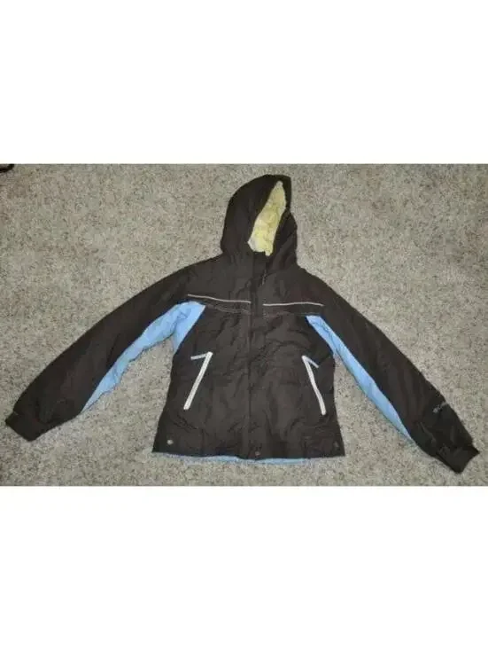 Columbia Winter Jacket Boys 14/16 Blue Brown Hooded Water Resistant Snow Ski