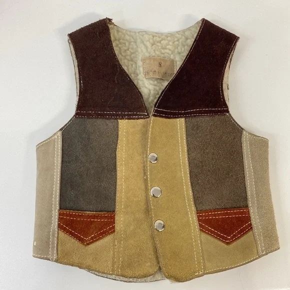Vintage‎ Suede Patchwork Vest Shearling Boys/Girls 8