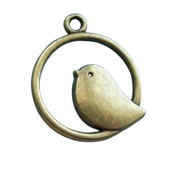 10 Antiqued Brass Pewter Love Bird Charms Drops Pendants 21x20.5mm Bulk Lot