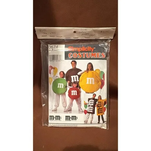 Simplicity Unisex M & M Costume Pattern Sizes S, M, L