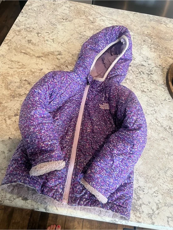 The North Face Purple Multi-Print Hooded Winter Coat
