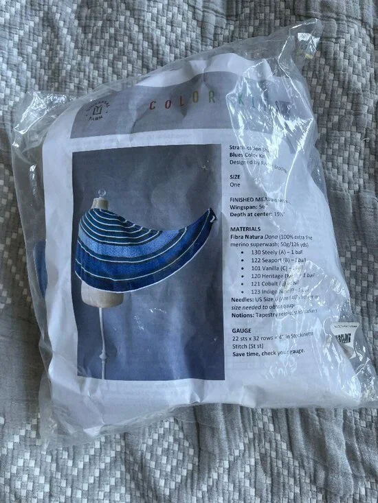 Universal Yarn Blues Stratification Shawl Kit Yarn and Pattern