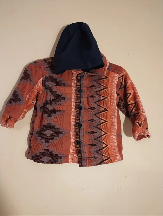 New Kid’s Aztec Jacket Coat Brown And Gray Size 12-18M