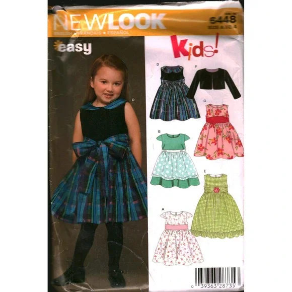 New Look 6448 Toddler Girls Dress Bolero Sewing Pattern Size 1/2-4 Easy cut