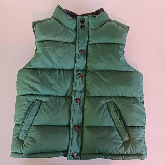 Gymboree, Kids Puffer Vest, NEW,‎ Snap Front, size Med, Green