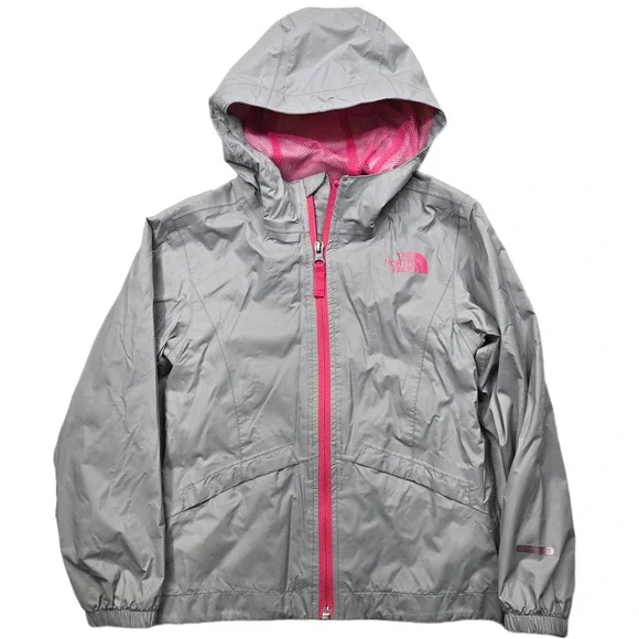 The‎ North Face DryVent Rain Jacket Girls XXS 5 Silver Pink Hooded