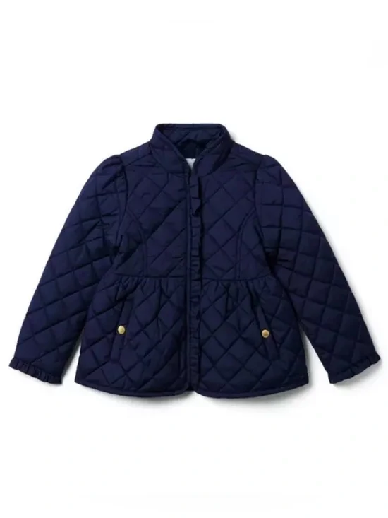 Janie & Jack Quilted Ruffle Trim Barn Coat