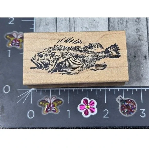 Fred Mullett Rockfish Silhouette Shadow Rubber Stamp Wood #J67
