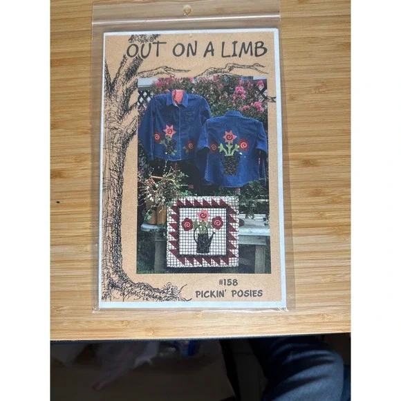 Out On A Limb Pickin Posies Sewing Pattern OS Brown Floral Applique Quilt 158