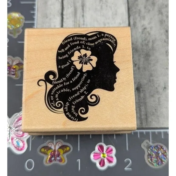 Hero Arts Flower Girl Silhouette E5559 Friends Rubber Stamp Wood #M70