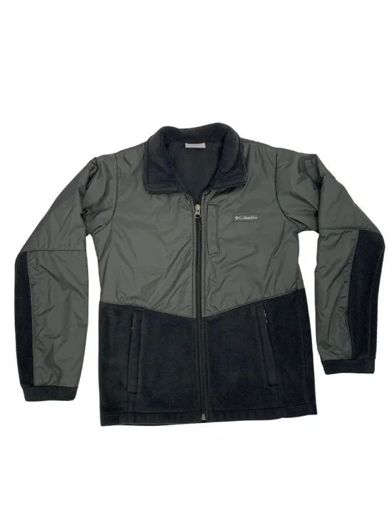 Columbia Black Grey Steens Mt II Overlay Fleece Jacket Boy's M Outdoor