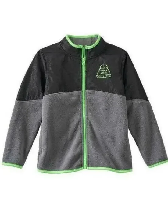 Disney Darth Vader Star Wars Jacket Boys 4 Fleece Zip Up Lightweight Gray