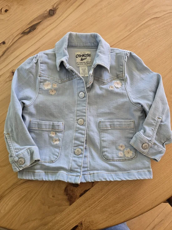OshKosh B'gosh Pastel Blue Floral Embroidered Denim Jacket for Kids 2t