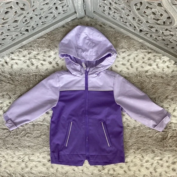 Swiss Tech purple zip up jacket baby girls 12 months waterproof raincoat fall