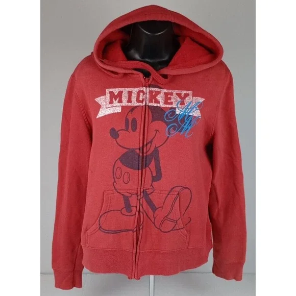 Disney Junior Size XL 15/17 Red Mickey Mouse Zip Hoodie Jacket