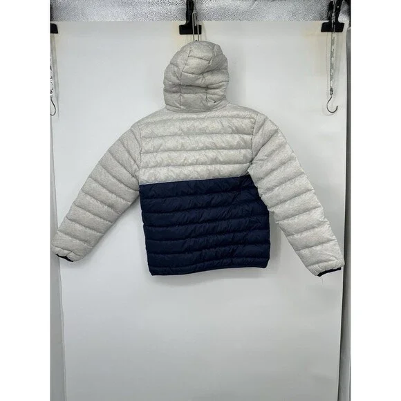 Eddie Bauer Reversible Down Puffer Jacket Kids L 14/16  Hooded Full Zip‎ Pockets