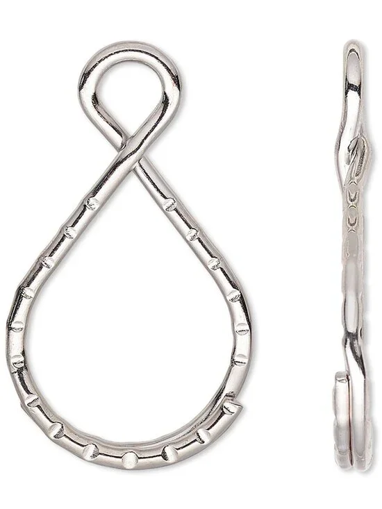 Bulk Silver Rhodium Plated Fancy 37x18mm Key Chain Split Ring Findings 10 pcs