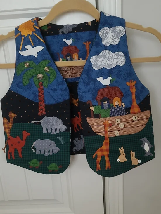 Vintage Blue Kids' Noah's Ark Themed School Vest