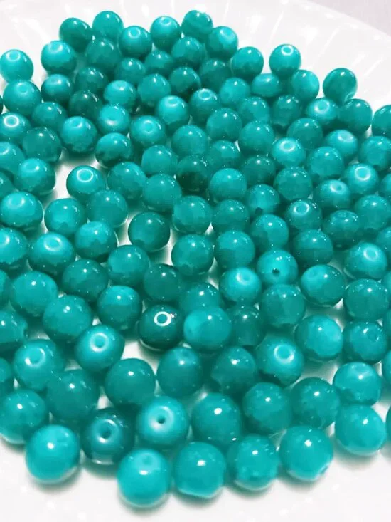 Bulk Lot of 8mm Green Aventurine Style Glass Beads