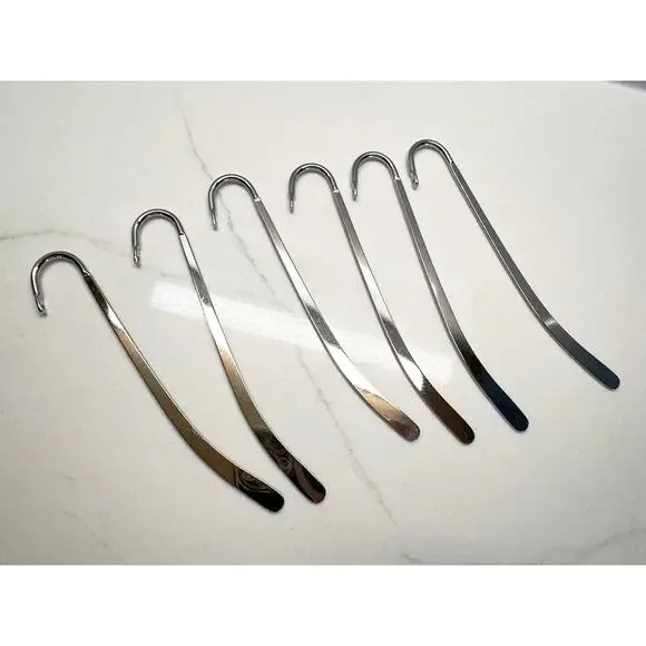 6pcs Vintage Silver Metal Bookmarks Book Mark With Hook Jewelry Findings DIY