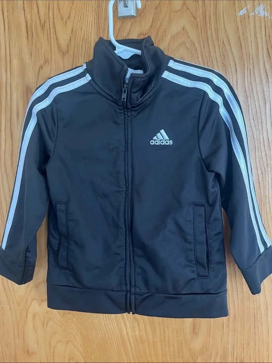 adidas Black Jacket with White Stripes - Kids