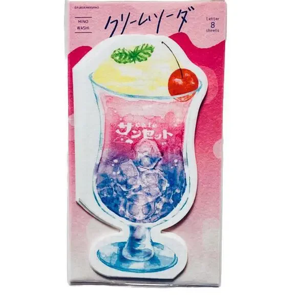 Furukawashiko Stationery Letter Set, Pink Blue Cream Soda, Kawaii 8 Pcs