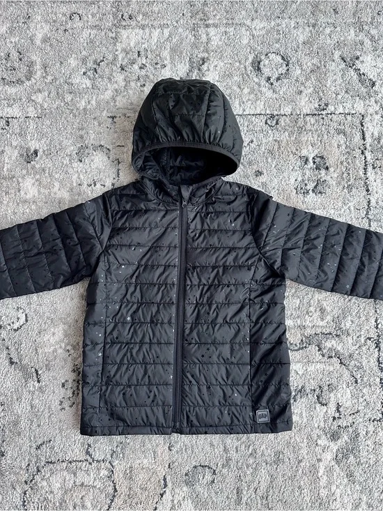 GAP Kids black hooded lightweight puffer zip-up jacket size M(8/9)