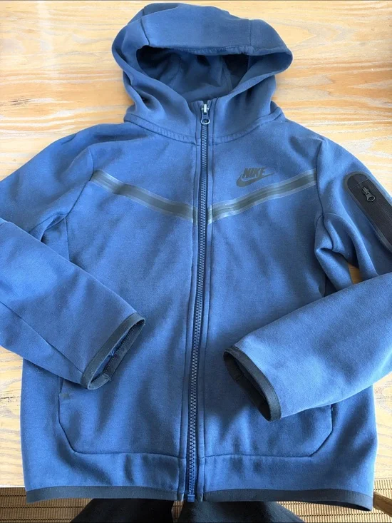 Nike Navy Blue Hooded Full-Zip Tech Jacket