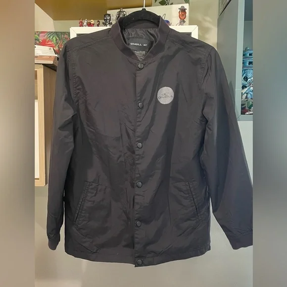 O'neill Boys Windbreaker Roster Franchise Jacket Button Down‎ Black