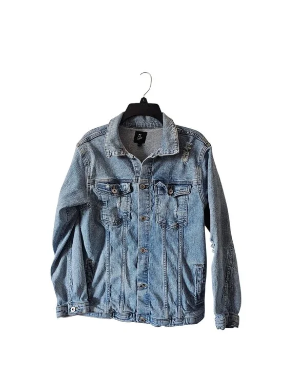 Art Class Kids Distressed Denim Jacket Light Wash Blue Jean Coat Size XL 14/16