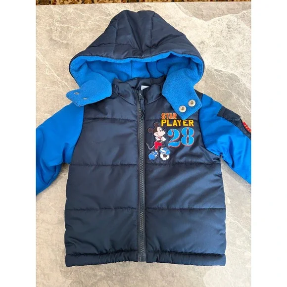 Disney | Mickey Mouse Soccer Puffer Jacket 12M || Navy Blue|
