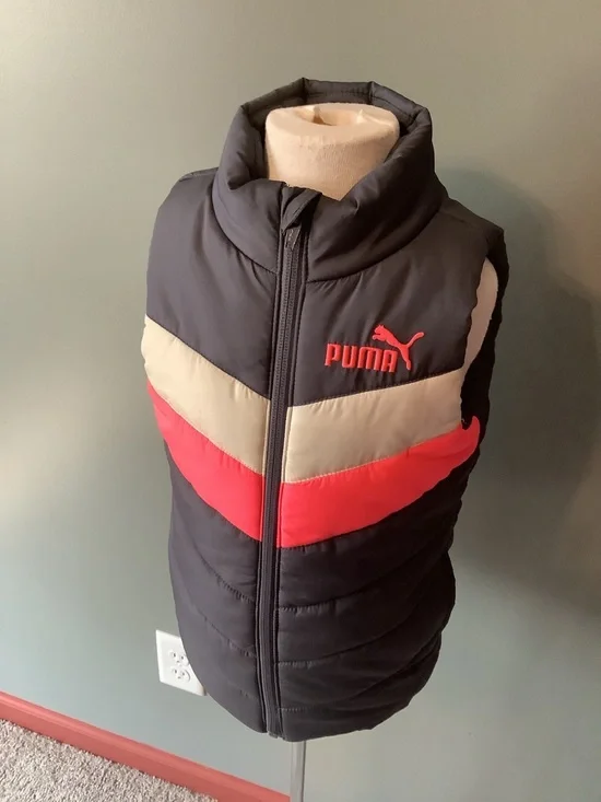 PUMA Kids' Grey, Pink, & Cream Puffer Vest. US size 5. EUC