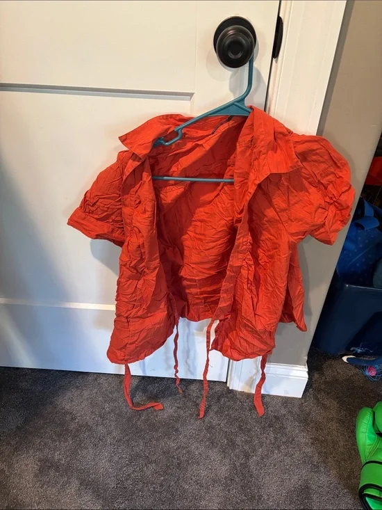 The Limited Kids' Orange Ruffle-Trim Tie-Front Jacket
