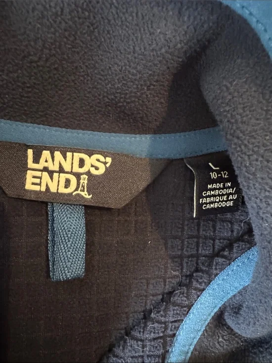 Lands' End Kids’ Dark Navy Full-Zip Performance Fleece with Blue Trim